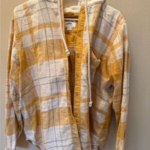 American Eagle Plaid Hooded Button-Up Shacket